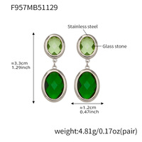 Boucles d'oreilles pendantes ZSZL Mystique en acier inoxydable plaqué or avec pierre en verre, design simple et élégant pour femmes