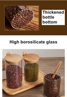 Ensemble de bocaux scellés en verre avec couvercle en bois et cuillère