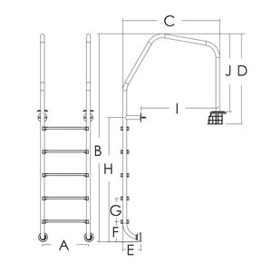 Scaletta 4 gradini durevole in acciaio inossidabile 304/316 per piscina scaletta prezzo all'ingrosso Overflow per piscina - Product Image 6