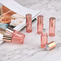 Bouteilles en verre à rouleau plat de 5ml 10ml avec métal or rose pour couvercle à bille quantité minimale de commande de parfum d'huiles essentielles transparentes 100 pièces
