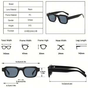 Gafas de Sol Cuadradas Retro de Moda 2025 con Logotipo Personalizado, Montura Pequeña, Estilo Punk, Protección UV400 para Hombre y Mujer - Product Image 5