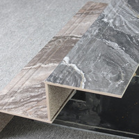Carreaux de marches d'escalier en céramique et porcelaine émaillée effet marbre gris foncé 1200x300x170mm
