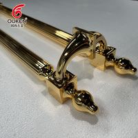 Poignées de porte moletées en or KGold, poignées de porte moletées de luxe en or miroir, poignées de porte courbées en or pour entrée de villa et d'hôtel
