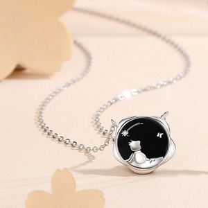 S925 Sterling Silver <b>Couple</b> <b>Necklace</b> Boy and Roses Flower Pendant Clavicle Chain <b>Necklace</b> Jewelry for Valentine's Day - Product Image 6