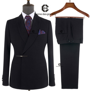 Cenne Des Graoom 2025 nuovo <span class=keywords><strong>elegante</strong></span> abito nero per gli uomini in metallo fibbia di rilascio laterale 2 pezzi Set di alta qualità festa di nozze cena - Product Image 1