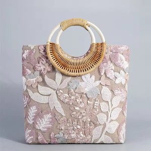 Novedad de verano, bolsos tejidos con bordado de purpurina, <span class=keywords><strong>bolso</strong></span> De playa grande a la moda para Mujer, bolsos informales De estilo bohemio para la playa, Bolsos rosas De Mujer - Product Image 1