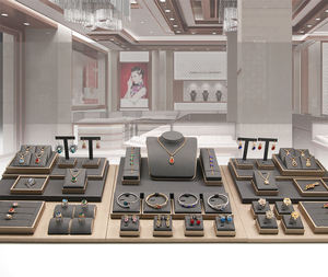 ชุดขาตั้งโชว์เครื่องประดับแบบวงแหวนไม้หุ้มหนังไมโครไฟเบอร์สีตามสั่ง OEM สำหรับร้านค้า - Product Image 4