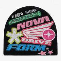 Bonnet tricoté sans revers DYMF en gros, avec lettres graphiques brodées, imprimé Y2K, unisexe, chaud, pour le ski et l'extérieur, avec logo personnalisé