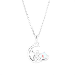 Platinum Plated Opal Princess and Fox Charm Pendant Couple Necklace for Men Women Couple Clavicle <b>Chain</b> Valentine Day Gift - Product Image 4