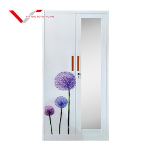 خزانة ملابس معدنية ببابين متأرجحة من الفولاذ باب خزانة ملابس بطباعة غرفة نوم الميرة - Product Image 6