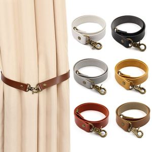 Vintage Style <b>Curtain</b> Tieback Faux Leather Decorative <b>Curtain</b> Tie <b>with</b> Metal <b>Hook</b> Faux Leather <b>Curtain</b> Holder Home Accessories - Product Image 1