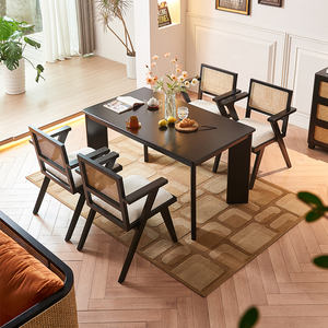 Silla <span class=keywords><strong>de</strong></span> Comedor <span class=keywords><strong>de</strong></span> Madera Maciza con Ratán y Cojín <span class=keywords><strong>de</strong></span> Bouclé <span class=keywords><strong>para</strong></span> Hogar, Cafeterías y Restaurantes Costeros en Australia y Filipinas - Product Image 2