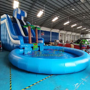 Toboggan aquatique gonflable géant tropical avec piscine intégrée, structure gonflable commerciale humide en PVC pour écoles et intérieur - Product Image 2