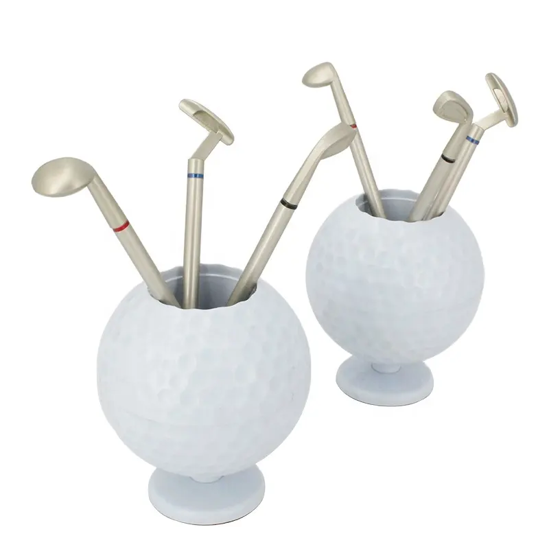 Aangepaste Logo Fancy Mini Golf Club Pen Met Golfbal Houder Set Golf Accessoires