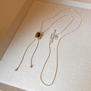 Collar estilo occidental de moda con cadena dorada, joyería vaquera para mujer y hombre, collar bolo con piedra natural de ojo de tigre ovalado - Product Image 5