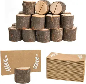 24pcs乡村木制挂片夹和30pcs牛皮纸表名称挂片夹木制挂片夹名称