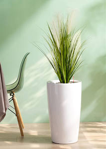 Vase rond coloré pour plantation, imitation plastique blanc, pot de fleurs à absorption automatique d'eau - Product Image 3