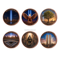 Pièce de monnaie commémorative personnalisée 1OZ .999 en cuivre fin, pièce de défi colorée en souvenir de 9/11