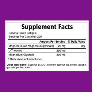 Private Label L-Theanine Magnesium Glycinate Softgels for Magnesium Glycinate Complex Relaxation Relax Sleep Support Softgels - Product Image 2