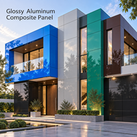 Panneau composite en aluminium noir brillant revêtu FEVE 4 mm, taille personnalisée, plaque ACP pour façades de bâtiments commerciaux