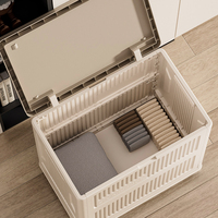 Caja de Almacenamiento Plegable de 90L, Ecológica, de Plástico PP, a Prueba de Polvo, con Ruedas Universales, para Organizar Ropa y Ropa de Cama en el Dormitorio