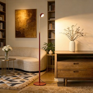 Lampadaire d'ambiance pour salon, design vertical <span class=keywords><strong>de</strong></span> luxe, moderne et simple, avec abat-jour en aluminium COB et structure en fer, modè<span class=keywords><strong>le</strong></span> <span class=keywords><strong>Petit</strong></span> <span class=keywords><strong>Chaperon</strong></span> Rouge, haut <span class=keywords><strong>de</strong></span> gamme - Product Image 1