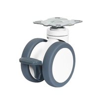 Roulettes pivotantes à verrouillage centralisé pour équipement médical VIMA, 3 pouces, double roue en nylon TPR, pour lit médical