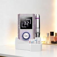 Ponceuse à Ongles Électrique Professionnelle Réglable 45 Niveaux, Rechargeable USB, Corps Diamanté, 6 Têtes, Portable pour Polissage/Gravure
