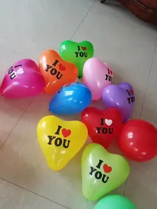 Hot Selling Customized I Love You Colorful Wedding Decoration Paper Card Printed Heart Shaped Latex Balloon