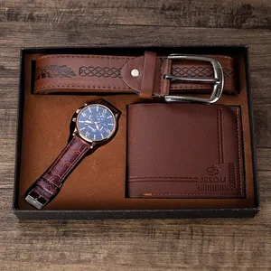 Heren Horloge 3 Delige Set Riem Portemonnee Horloge Christmas Gift Mannen Horloge Set Met Doos