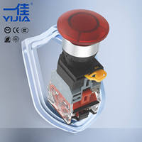 LA36A-MD 22MM Interruptor de botón pulsador tipo hongo iluminado rojo 12V AC/DC 24V 1NO1NC Control de arranque/parada 10A IP40 LED YIJIA Plástico 3A