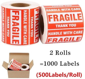 Nhãn bưu kiện dễ vỡ-Biểu tượng cảnh báo màu đỏ/đen, vận chuyển thương mại điện tử - Product Image 5