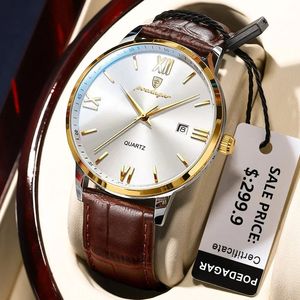 Reloj POEDAGAR 826 Original en Oferta para Hombre, Correa de Cuero, Alta Calidad, Simple, Resistente al Agua, Luminoso, Fecha, Semana, Deportivo, Relojes de Cuarzo - Product Image 2