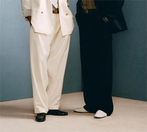 <span class=keywords><strong>Pantalon</strong></span> de Costume Formel Plissé pour <span class=keywords><strong>Homme</strong></span>, Coupe Ample Évasée, Respirant, Style Vintage, avec Fermeture Éclair et Poches Asymétriques, Idéal pour Mariage - Product Image 1