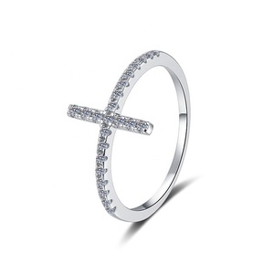 Joyería fina elegante única Plata De Ley 925 Anillos De plata esterlina Luz de lujo Cruz Moissanite Anillos para mujeres - Product Image 2