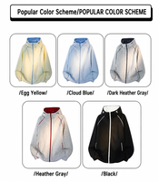 400g Gestreifter Kapuzenpullover mit Reißverschluss Baumwoll-Polyester-Mischung Locker Sitzend mit Seitentasche Lässiger Outdoor-Sweatshirt Großhandel