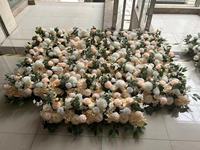 EG-VJ018 personnalisé décorations d'événement de mariage luxe soie artificielle ivoire vert centres de table coureur fleur