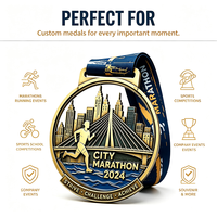 Médaille sportive personnalisée en alliage de zinc électroplaqué, impression UV 3D irrégulière, pour événements de marche/course/natation, cadeaux promotionnels