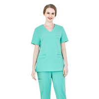 Uniforme à col en V Blouse Travailleurs de la santé Infirmière Uniforme Stretch Taille Scrubs Set Vêtements médicaux