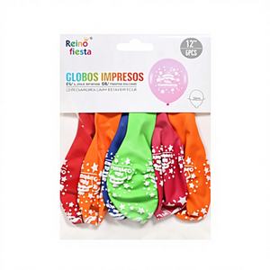 Paquete de 6 Globos Mate de 12 Pulgadas en Colores Mixtos con Impresión en Español para Cumpleaños, Día de la Madre, Graduación, Año Nuevo Chino - MOQ 100 Piezas - Product Image 1