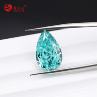 Vente en gros de pierres de zircone cubique artificielle de couleur Paraiba A33-A34, qualité 5A+, effet glace pilée 4K, forme poire, pour la fabrication de bijoux
