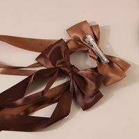 Nouveaux nœuds pour cheveux 2024 pour filles, accessoires, couleur unie, long ruban, serre-tête, pinces à cheveux, clips à cheveux, barrettes à cheveux