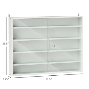 Vitrine moderne à 5 <span class=keywords><strong>niveaux</strong></span> avec <span class=keywords><strong>2</strong></span> portes en verre blanc et <span class=keywords><strong>étagère</strong></span>s réglables Blanc - Product Image 3