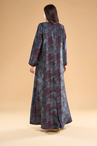 LEDUO Customized Elegant Women Stain Floral Print Eid Luxury Open Style Modest <b>Kaftan</b> - Product Image 3