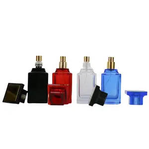 50ml sıcak satış kare kokulu sıvı konteyner ambalaj cam kozmetik için ince sis sprey parfüm şişesi