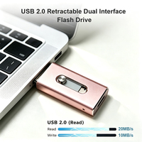 Clé USB 2.0 en alliage d'aluminium 2-en-1, nouvelle et la plus vendue, avec capacité de 1 Go à 256 Go et cryptage, garantie de 2 ans
