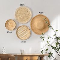 Decoración de Pared de Paja y Ratán Hecha a Mano, Estilo Macramé, Decoración de Pared de Algodón Tejido, Estilo Bohemio, Venta al Por Mayor