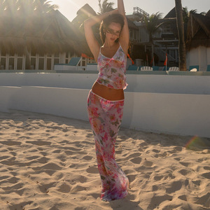 Set pakaian renang <span class=keywords><strong>3</strong></span> potong bikini wanita, Gaun pantai cetakan bunga berkualitas tinggi untuk wanita - Product Image 6