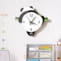 Horloge murale décorative en pierre de grès découpée au laser UV, tendance nordique, nouvelle, intérieur de la maison, peinture de panda, lumières LED, décoration