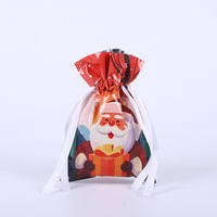 Nouveau sac cadeau à cordon fête de noël sac de bonbons en aluminium nouvel an sac d'emballage cadeau créatif